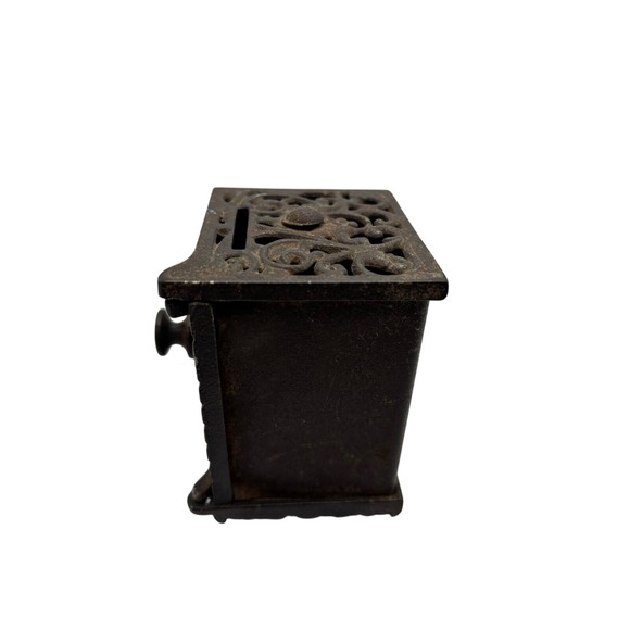 Antique Cast Iron Kenton Combination Safe Bank Filigree Metal Coin Bank - Picture 5 of 7